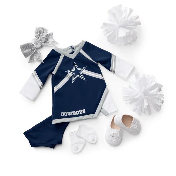 American Girl NFL Dallas Cowboys Cheer UNFORM DCC Cheerleader Costume Pom Poms - Picture 3 of 11